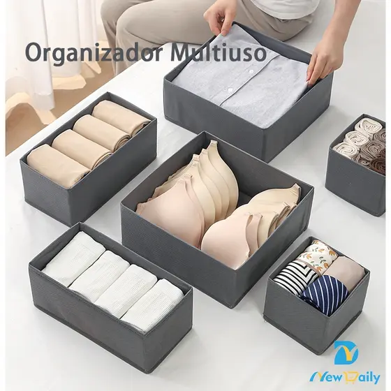 Kit 3 Organizadores de Gaveta Colmeia de Roupas TNT Ecológico Anti-Poeira Umidade Multiuso ND-03/ND-04/ND-05