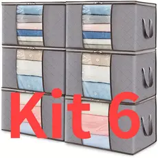 Kit 6 Peças Caixas Organizadoras de Roupas Calçados Cobertas TNT Com Tampa Ecológico Anti-Poeira Multiuso OG-122-ND
