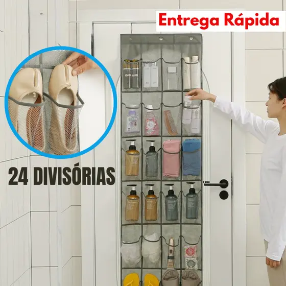 Sapateira Suspenso de Porta Organizador Multiuso Divisória Vertical Chinelo Spatos OG-32-ND