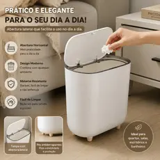 Lixeira 13L banheiro cozinha escritorio com tampa Click Economizar espaço LP-40