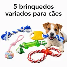 KIT 5 Brinquedos Pet Corda Resistente Interativo Cachorro Mordedores Bola - PET-15