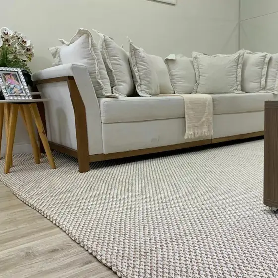 Tapete De Sala Grande 100% Algodão Confortável e Prático! Lavável à Máquina