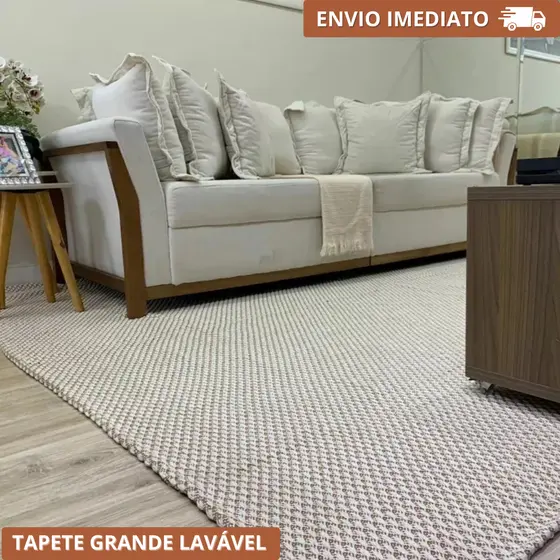 Tapete Sala 100% Algodão Grosso Moderno Lavável