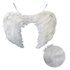 Asa de Anjo Branca Penas Cosplay Fantasia Halloween Carnaval