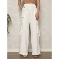Calça Cargo Feminina Pantalona Com Bolso