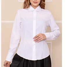 Camisa social tactel elastano  manga longa Lisa sem babado no ombro  Moda Feminina  blogueira
