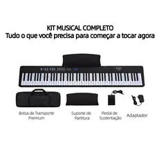 Piano dobrável de 88 teclas, piano elétrico sensível ao toque para iniciantes, teclado portátil, com suporte para pedal