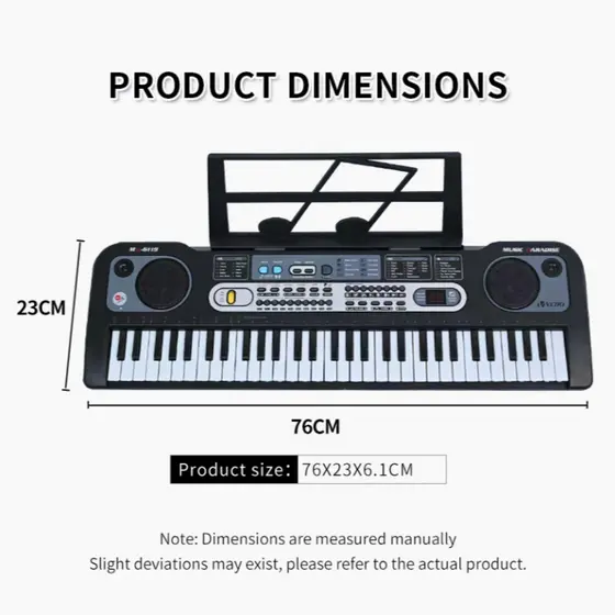Piano de teclado com 61 teclas, piano digital com alto-falante e microfone integrados, teclado portátil para iniciantes,