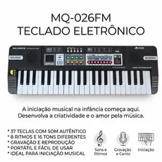 VEDO-Piano de teclado de 44 teclas, piano digital com alto-falantes e microfone integrados-VD77012