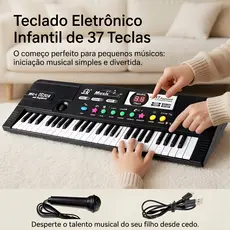 Piano de teclado de 37 teclas, piano digital com alto-falante e microfone integrados, teclado portátil para iniciantes,