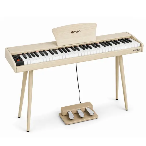 Piano digital para iniciantes, teclado de 61 teclas com peso parcial, com suporte, adaptador de energia, suporte para pa
