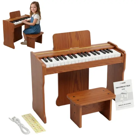 Teclado de piano infantil VEDO, piano digital infantil de 37 teclas, brinquedo musical educativo, piano de madeira,