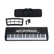 Piano de 61 teclas para iniciantes, piano elétrico sensível ao toque para iniciantes, teclado portátil, com suporte para