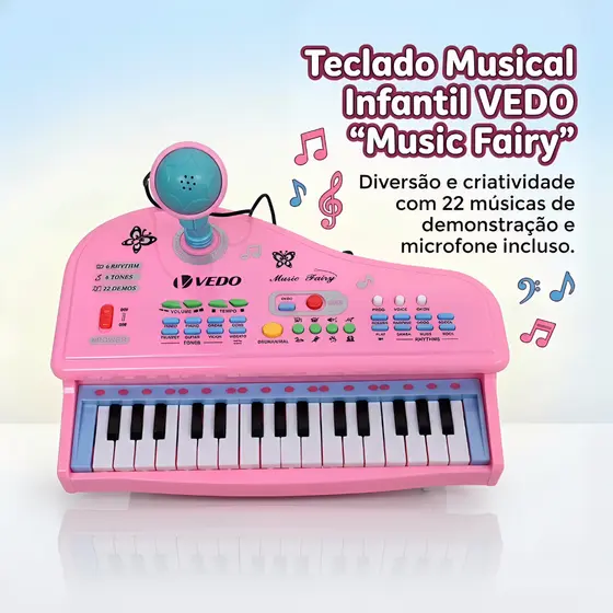Piano infantil de 31 teclas, piano digital eletrônico com alto-falante e microfone integrados, teclado portátil para ini