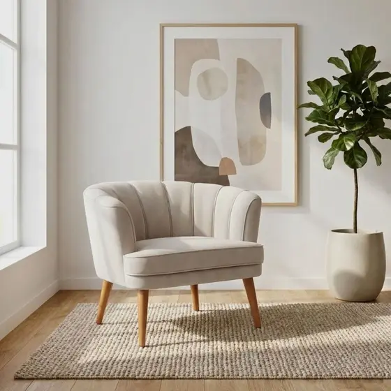 Poltrona para Sala de Estar Estofada Decorativa Moderna Pés de Madeira Reforçado Ergonômica