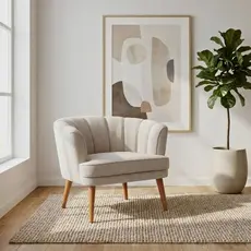 Poltrona para Sala de Estar Estofada Decorativa Moderna Pés de Madeira Reforçado Ergonômica