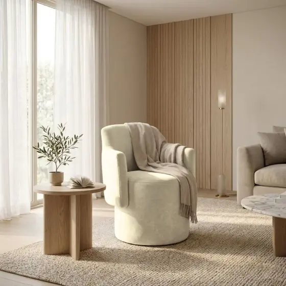 Poltrona Organica Decorativa Elegante Tecido Boucle Sala Estar