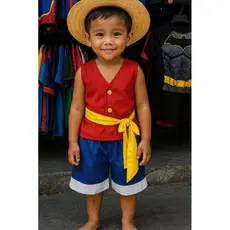 Fantasia Infantil Luffy One Piece com Chapéu de Palha