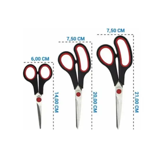 Tesouras Em Aço Inox Kit com 3 Diferentes Tamanhos Multiuso Cozinha