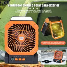 GABI-Ventilador Portátil com Recarga Solar e Power Bank - Fácil de Carregar, Ideal para Acampamentos e Viagens
