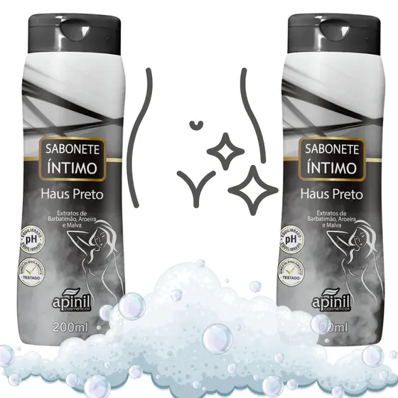 Kit 2 Sabonetes Íntimos Líquido Haus Preto Proteção Diária Super Cheiroso 210ML
