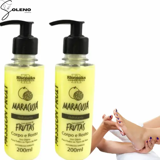 Kit 2 Cremes Hidratantes Maracuja Proteção Nutrição Pele Sedosa Dermatologicamente testado 200ML
