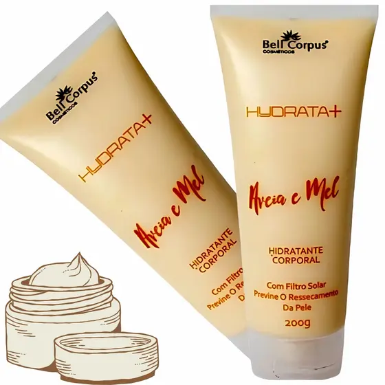 Kit 2x Creme Hidratante Aveia e Mel Bell Corpus - Pele Hidratada por Muito Mais Tempo
