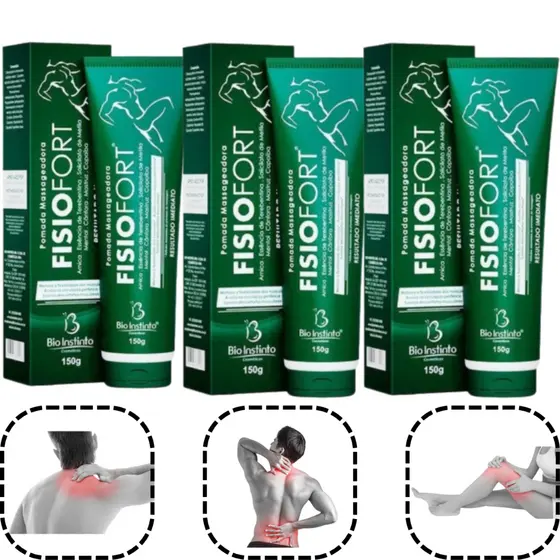Kit 3 Pomadas Fisiofort Verde Anti-Inflamatória Alivio Corporal Massageador
