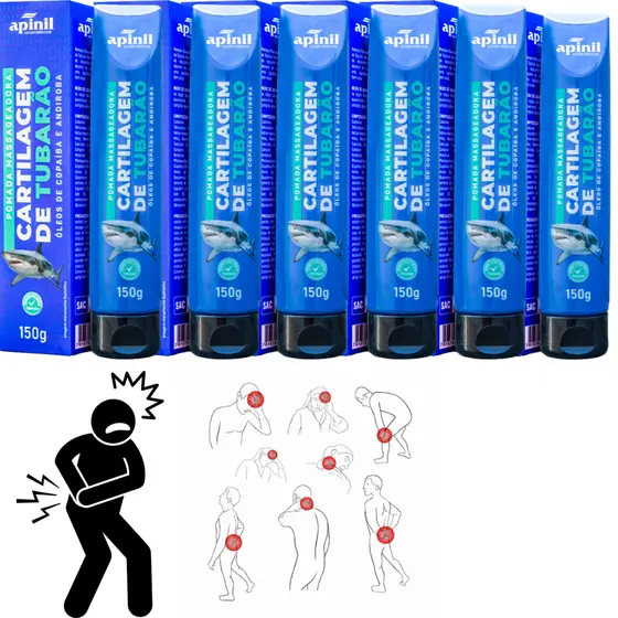 Combo 6 Cremes Cartilagem de Tubarão Apinil 150g Anti-Inflamatória