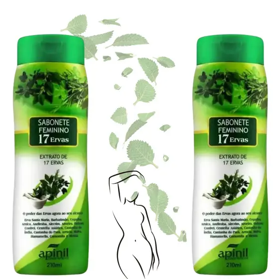 Kit 2 Sabonetes Feminino Íntimo 17 Ervas Delicado Redutor de Odores 210ML de Proteção Original
