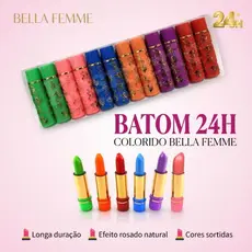 Batom 24 Horas Colorido Bella Femme Batom Mágico Longa Duração Efeito Rosa Natural