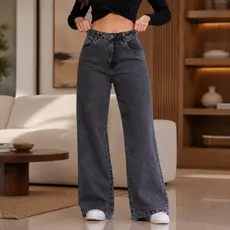 Calça Jeans Feminina Wide Leg Bloguerinha Premium Cintura Alta Levanta Bumbum