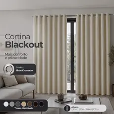 Cortina Tecido Blackout Corta Luz Para Sala e Quarto 4 Metros Várias Cores