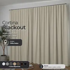 Cortina Blackout 4 Metros para Trilho Suíço Ideal para Quarto Sala Escritório Studio Veda Luz