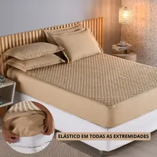 Kit Capa Protetor de Colchão Casal + 2 Portas Travesseiros - Cores Diversas