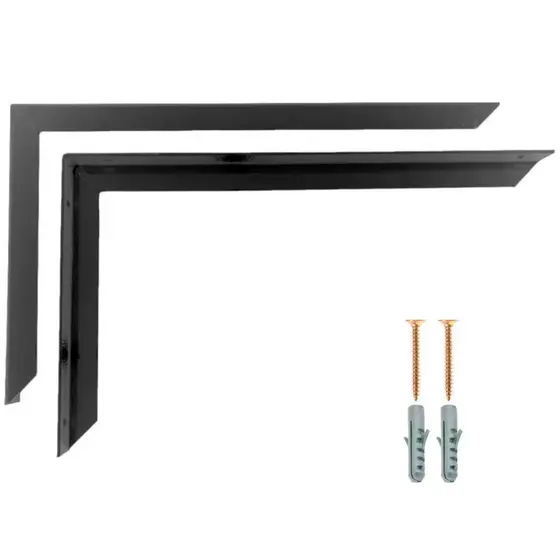 2 Suporte Mão Francesa Cantoneira Prateleira 50cm Preto