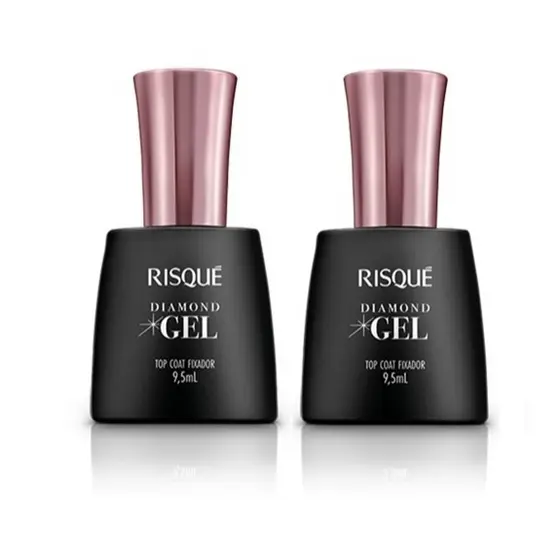 Kit 2 Esmaltes Top Coat Fixador Risqué Diamond Gel 9,5ml