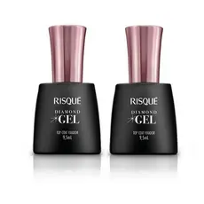 Kit 2 Esmaltes Top Coat Fixador Risqué Diamond Gel 9,5ml