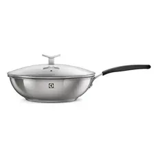 Panela Wok Inox Antiaderente Electrolux 28cm Com Tampa Prateado