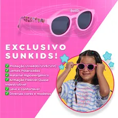 Óculos Flexível Original Sunkids Infantil Maria Clara e JP | Proteção UV400 e Luz Azul | Proteção de Telas e Sol