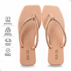 Chinelo Feminino Sua Cia Rasteira De Dedo Com Strass Brilho Envio 24hrs