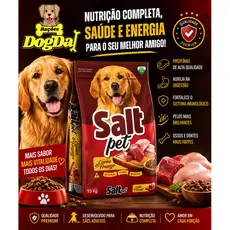 Ração para Cães Adultos Salt Pet 15kg Sabor Carne e Frango SEM CORANTE