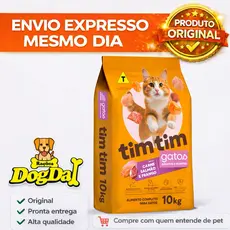 Ração Tim Tim Cat PREMIUM 10kg – Adultos e Filhotes | Carne, Salmão e Frango | Nutrição Completa