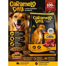 Ração cachorro Caramelo Dog 15kg Sabor Carne – A Ração Mais Querida do Brasil | Original SEM CORANTE OMEGA 3 e 6