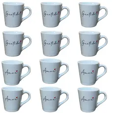 Jogo Caneca Porcelana Gratidao Amor Xícara Personalizada Chá Café