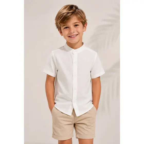 Camisa Infantil Menino GOLA PADRE Social linho PREMIUM leve | Caimento Perfeito e Design Exclusivo