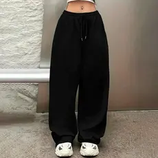 Calça Baggy Wide Leg Lisa Pantalona Feminina Moletom Unissex Algodão Masculino Aesthetic Streetwear