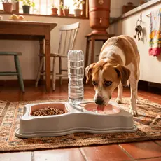 Comedouro e Bebedouro Duplo Função Pet Grande Cachorro Gatos Cães Antiformigas 750/550ml