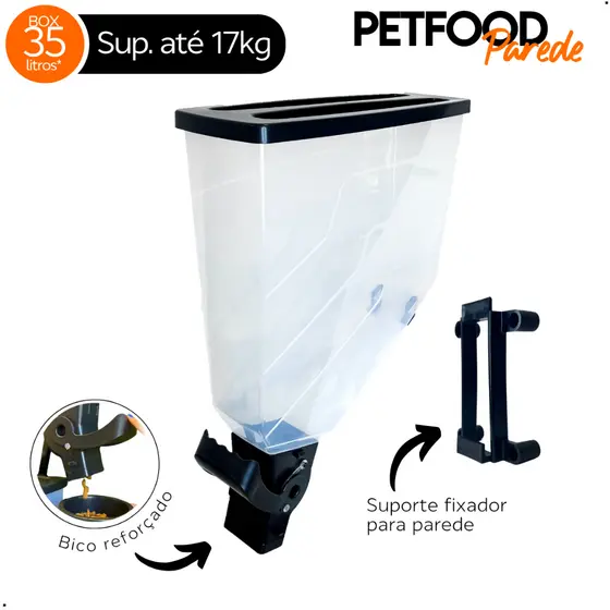 KIT 4 Galão Armazenador de Ração Grãos Cereais Cães Cachorro Petshop Slim 35L - 14KG A 17KG