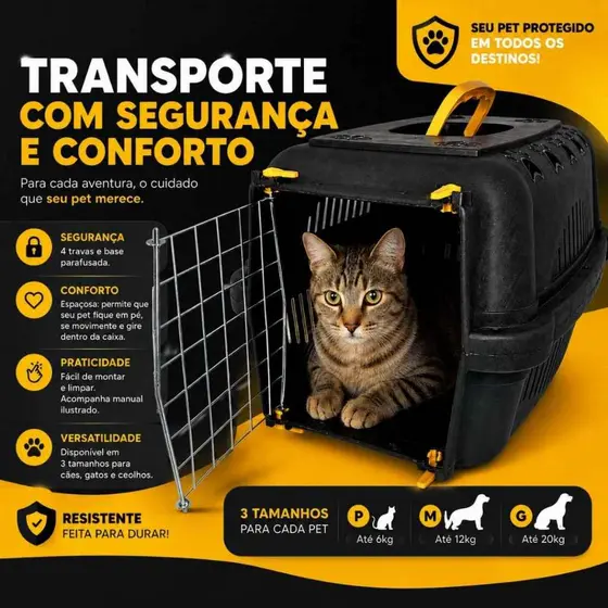 Caixa de Transporte Gatos Grande Pequena Cachorros Cães Gatos Pet Coelho Portinha Aço Ferro N1 N2 N3